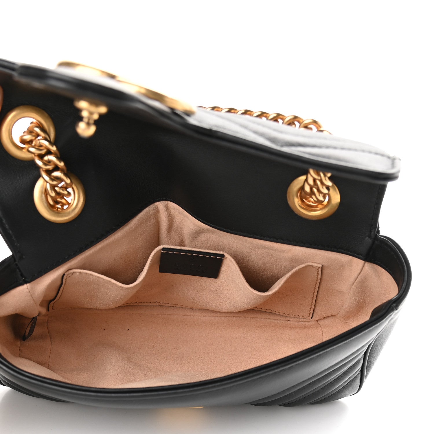 Gucci Calfskin Matelasse Mini GG Marmont Shoulder Bag Black 5 of 9