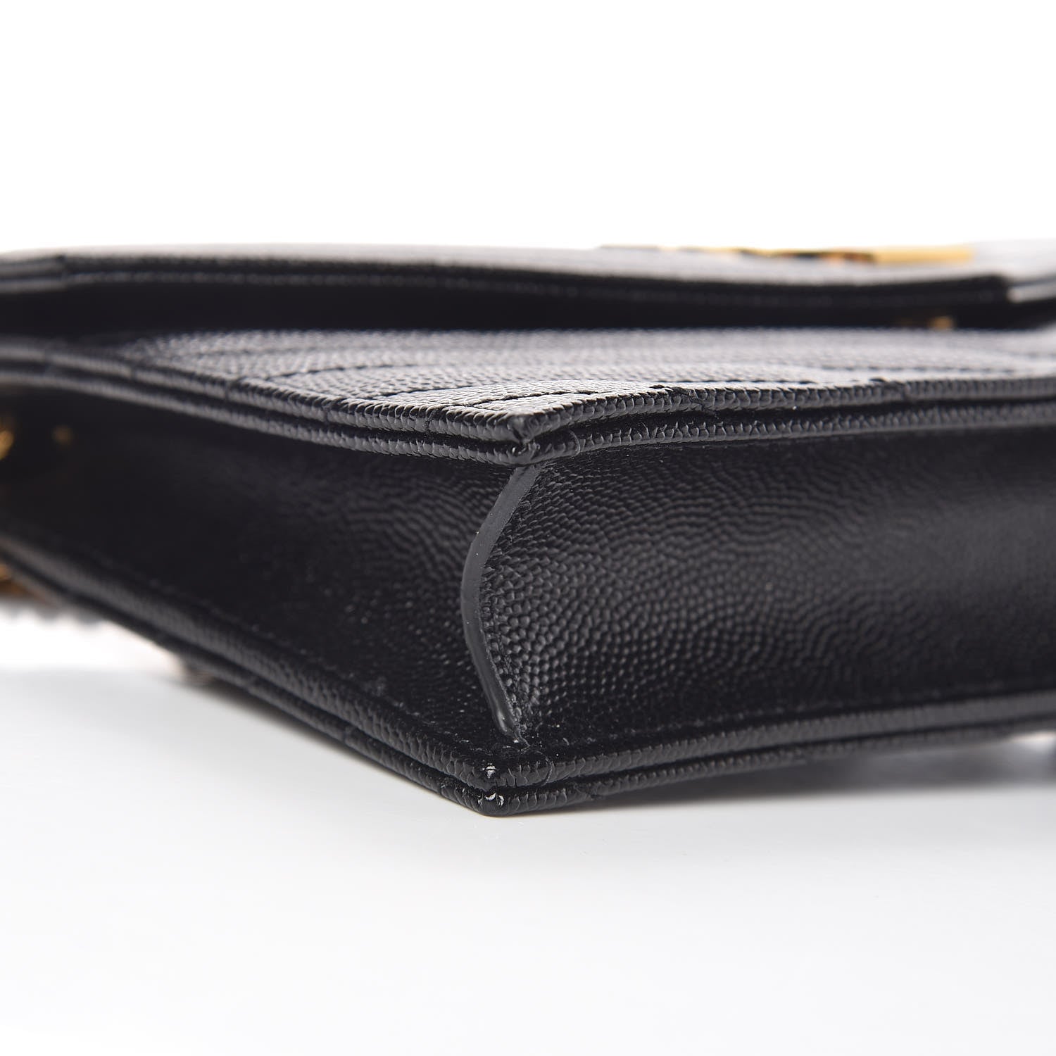 Saint Laurent Grain De Poudre Matelasse Chevron Monogram Envelope Chain Wallet Black 7 of 11