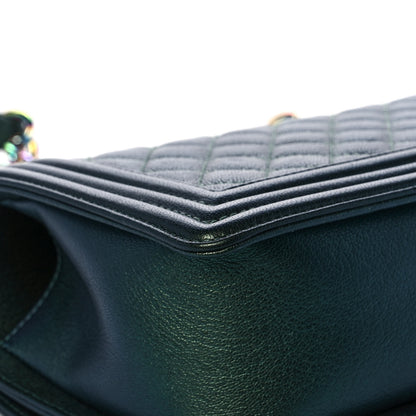 Chanel Iridescent Goatskin Quilted Medium Boy Flap Green 11 of 13