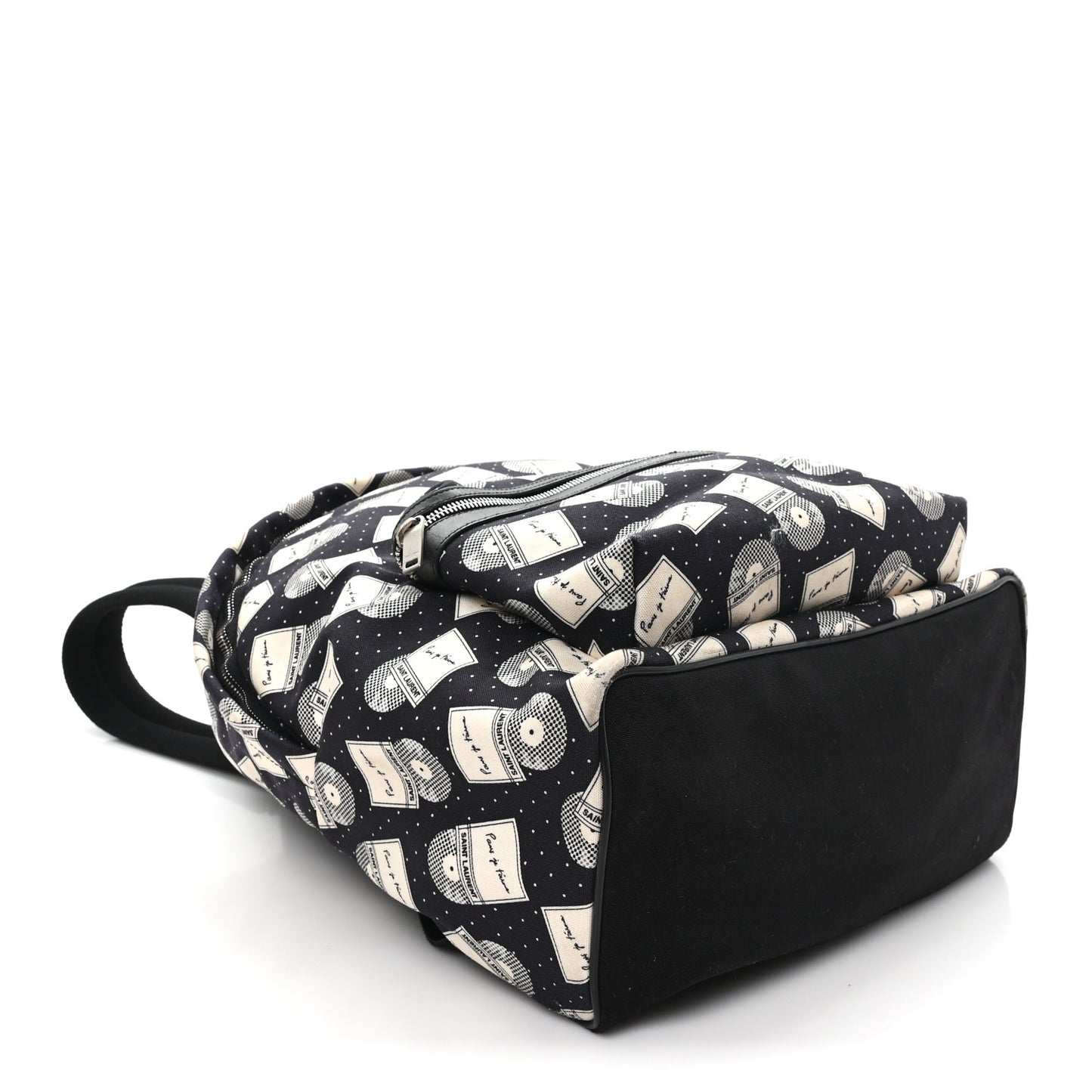 Canvas Record Print City Backpack Black White