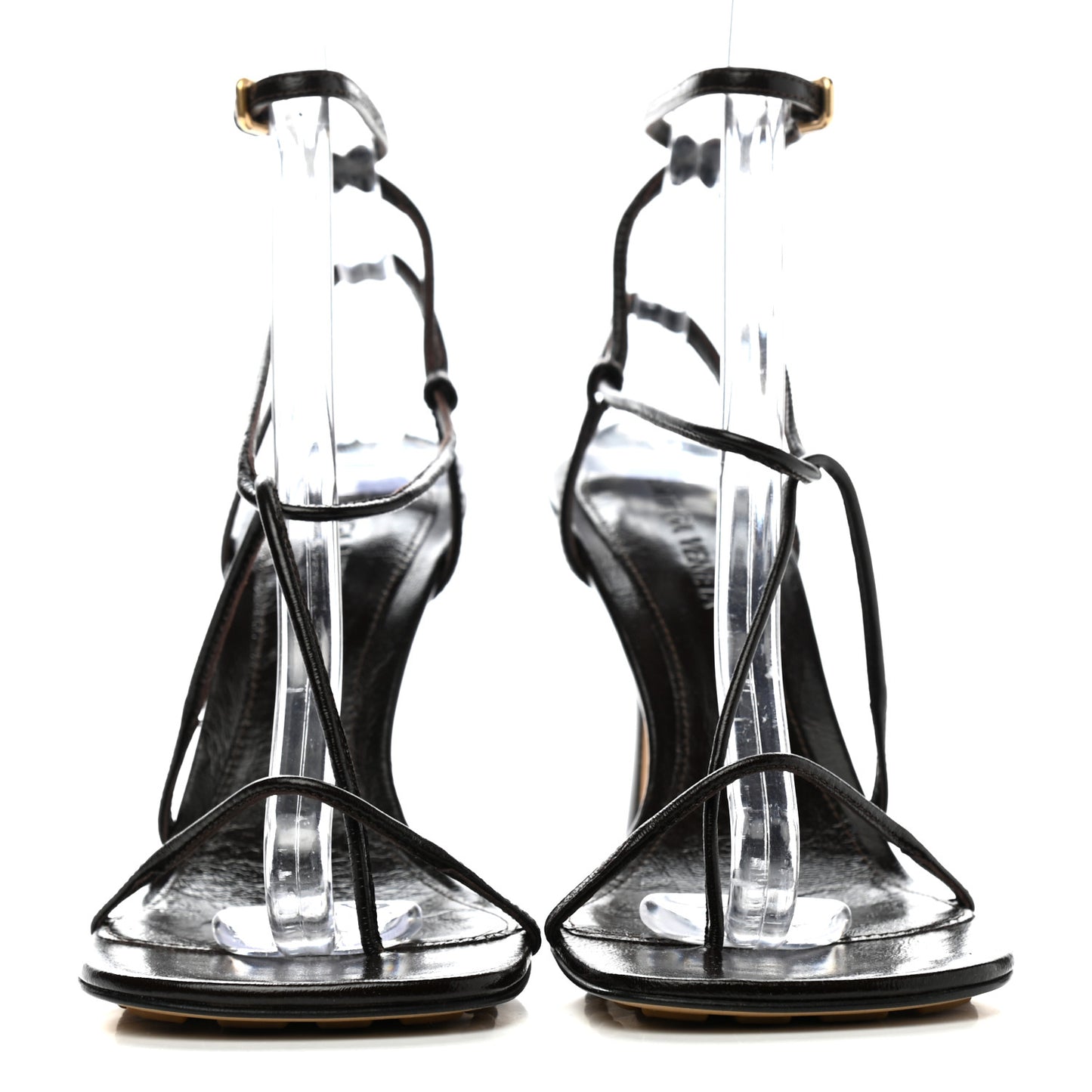Shiny Light Lambskin The Line 90mm Sandals 39 Chocolate Spread
