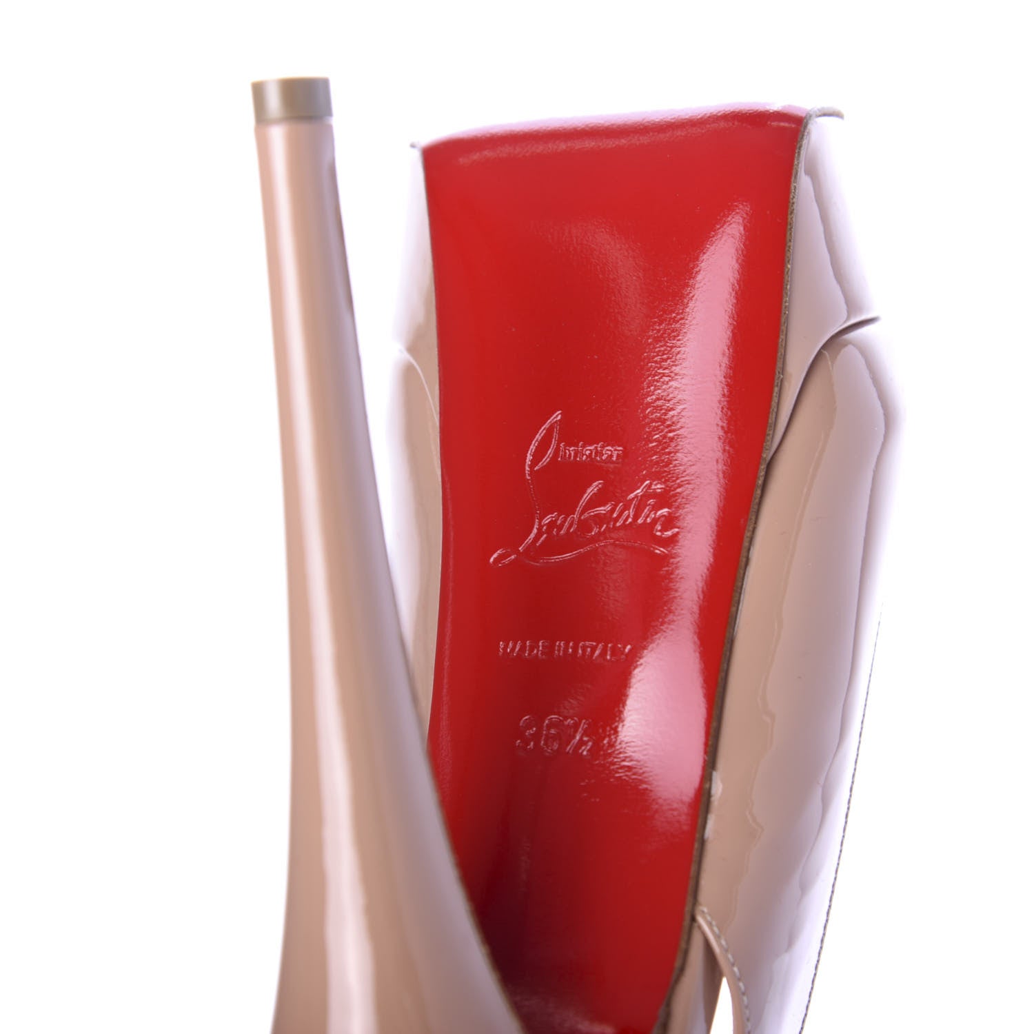 Christian Louboutin Patent Lady Peep Sling 150 Pumps 36.5 Nude 7 of 16
