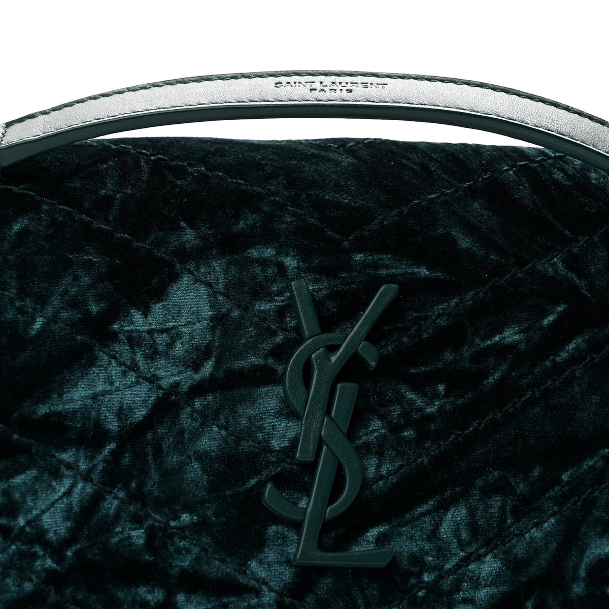 Saint Laurent Velvet Monogram Matelasse Baby Niki Chain Satchel Dark Green 8 of 12