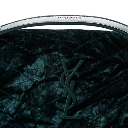 Saint Laurent Velvet Monogram Matelasse Baby Niki Chain Satchel Dark Green 8 of 12