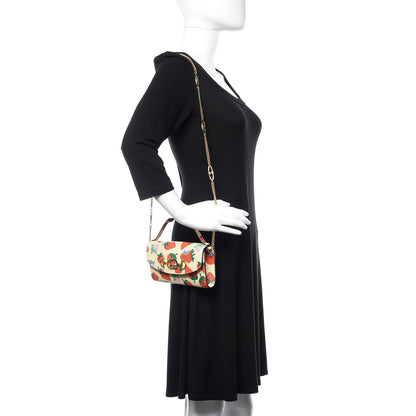 Gucci Calfskin Strawberry Print Mini Zumi Shoulder Bag Ivory Red 2 of 8