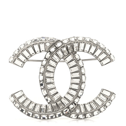 Chanel Baguette Crystal CC Brooch Silver 1 of 4