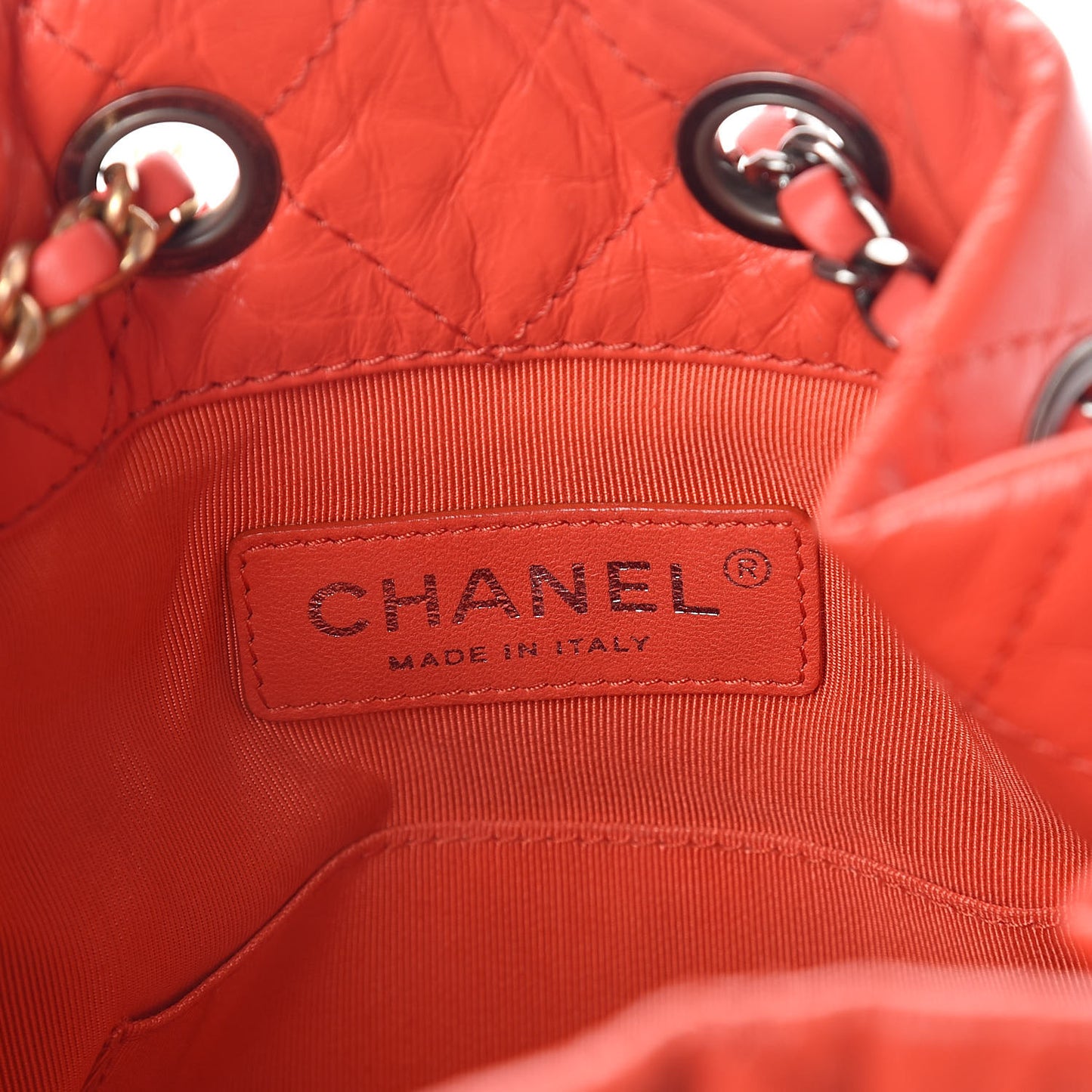 Aged Calfskin Quilted Small Gabrielle Backpack Orange