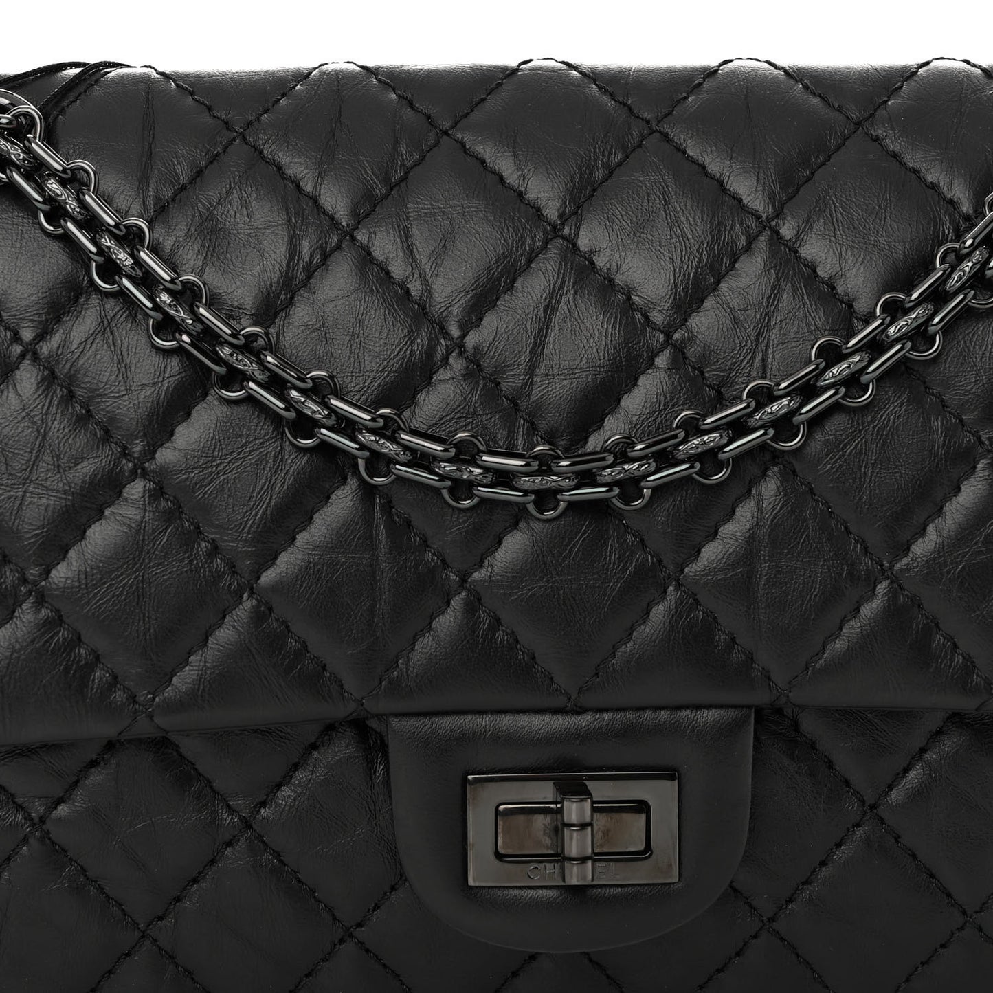Aged Calfskin Quilted 2.55 Reissue 225 Flap So Black