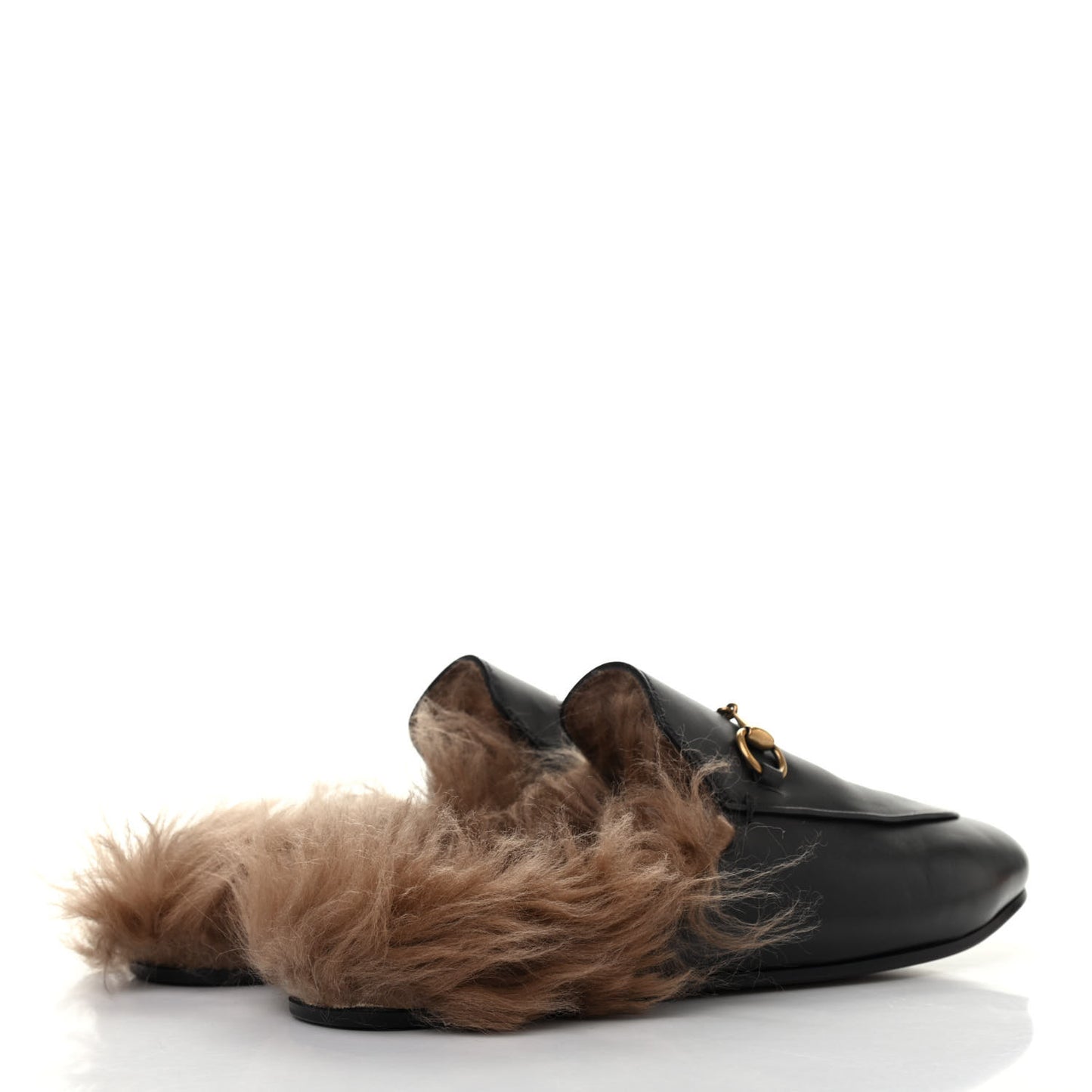Calfskin Fur Womens Princetown Slippers 40 Black