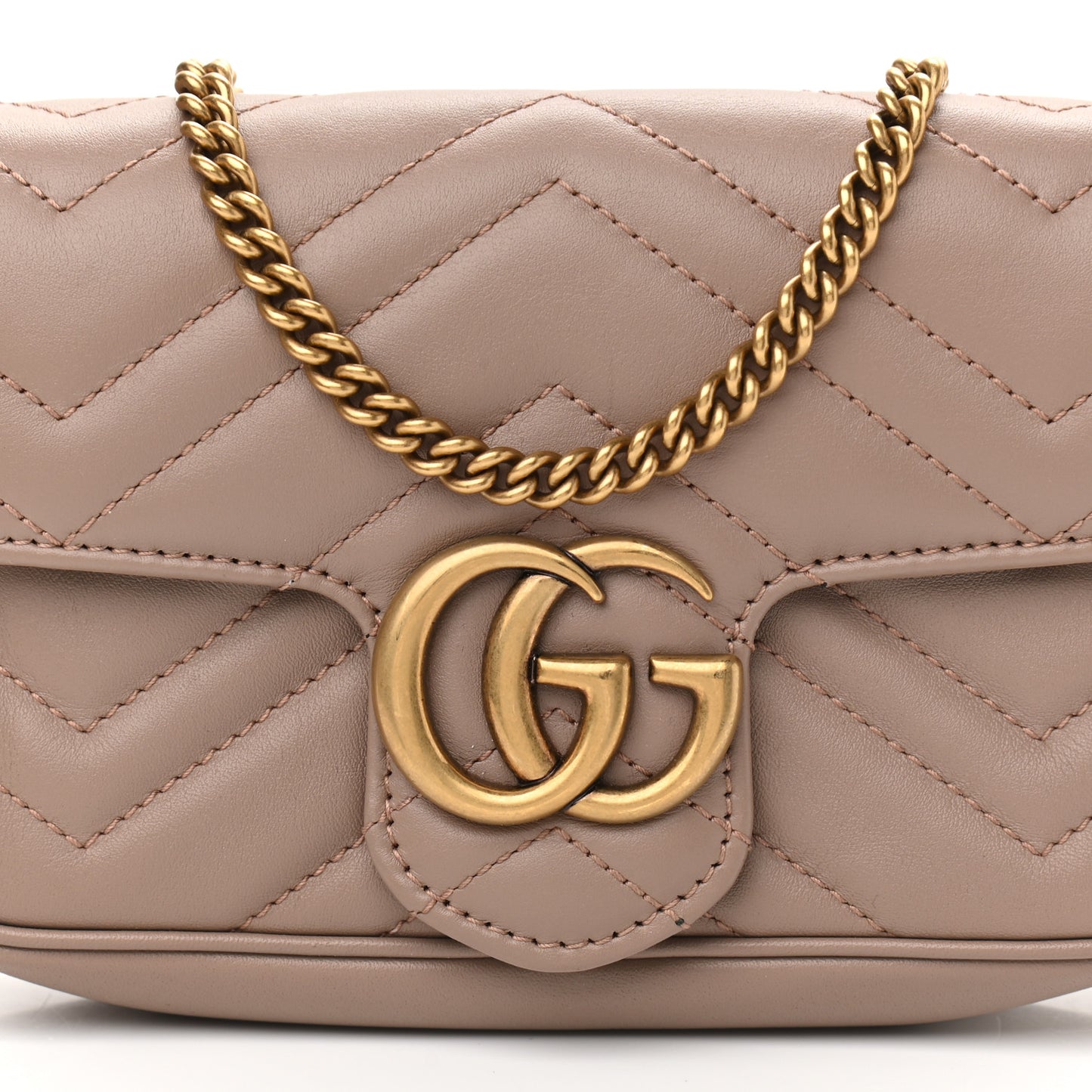 Calfskin Matelasse Super Mini GG Marmont Shoulder Bag Porcelain Rose