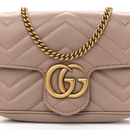 Gucci Calfskin Matelasse Super Mini GG Marmont Shoulder Bag Porcelain Rose 8 of 13