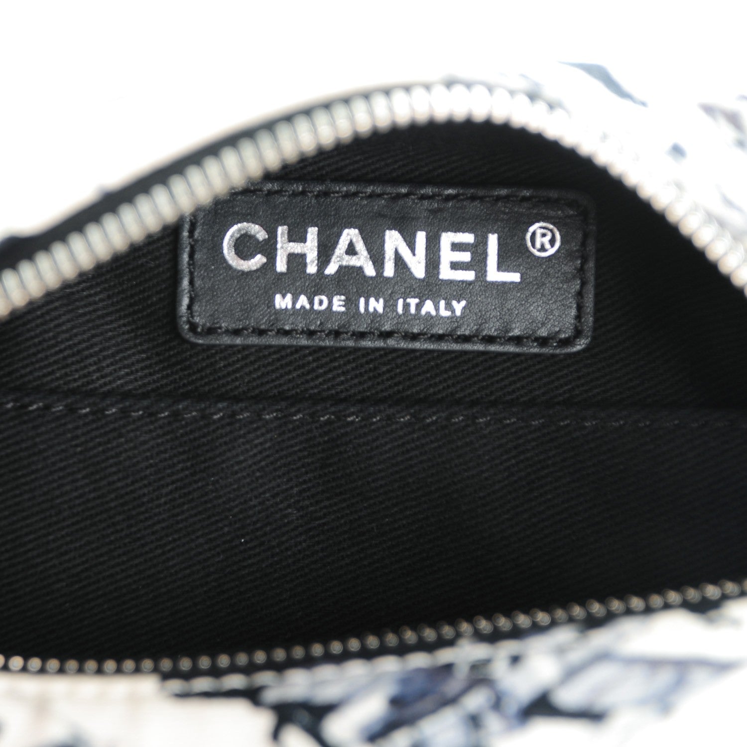 Chanel Canvas Airplane Printed Satchel White Black 7 of 8