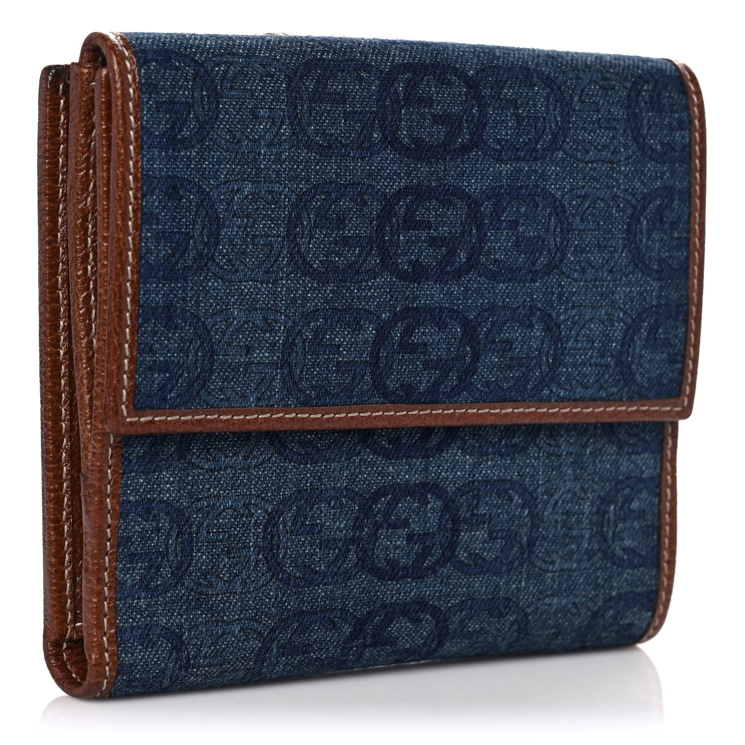 Gucci Denim Interlocking G Wallet Blue Tea Cuir 3 of 10