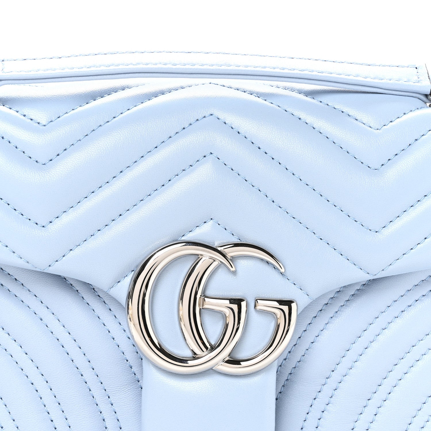 Gucci Lambskin Matelasse Medium GG Marmont Shoulder Bag Light Blue 8 of 10