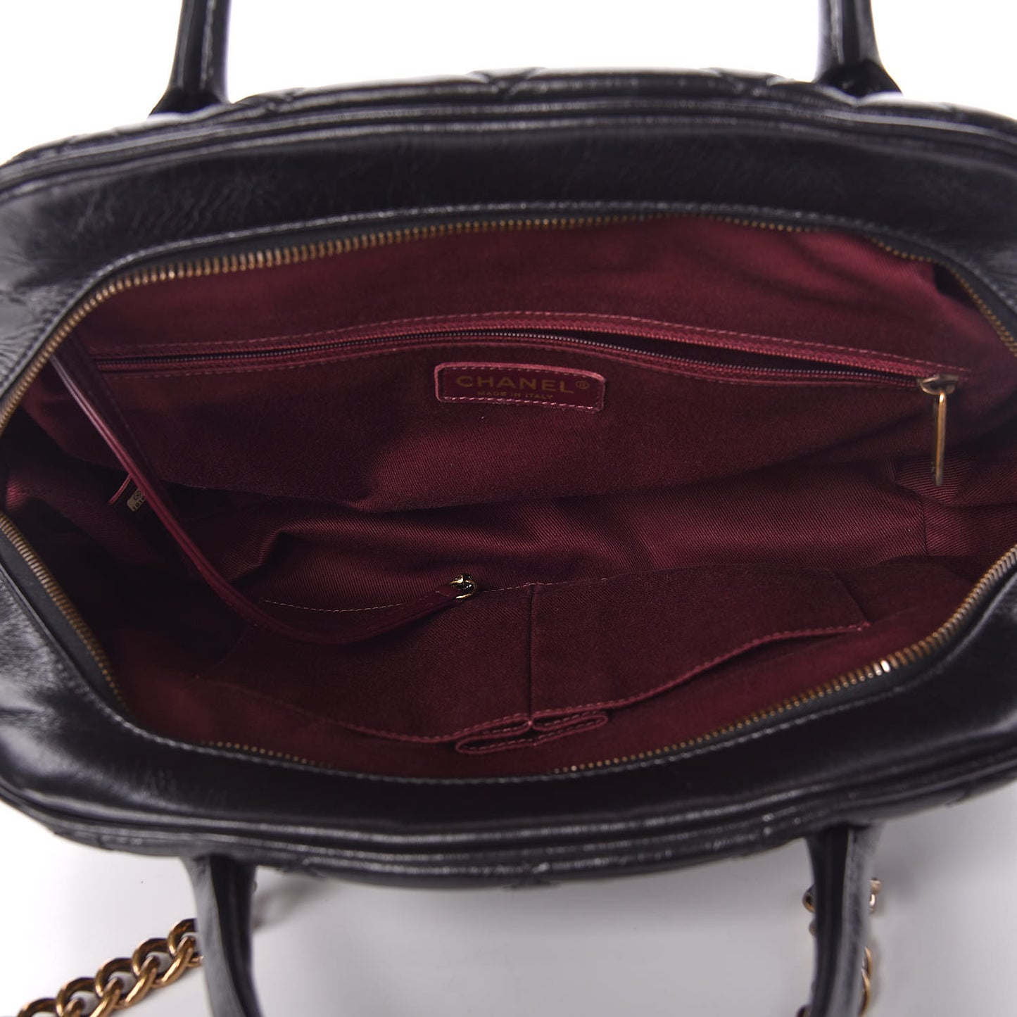 Glazed Calfskin Castle Rock Bowling Bag Black