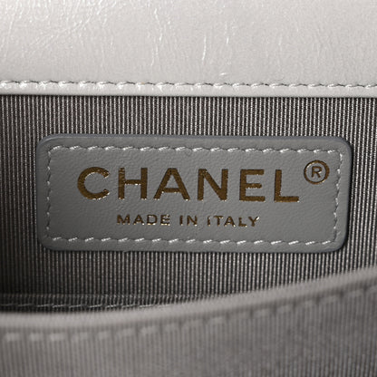 Chanel Iridescent Calfskin Quilted North South Boy Flap Light Grey 6 of 11