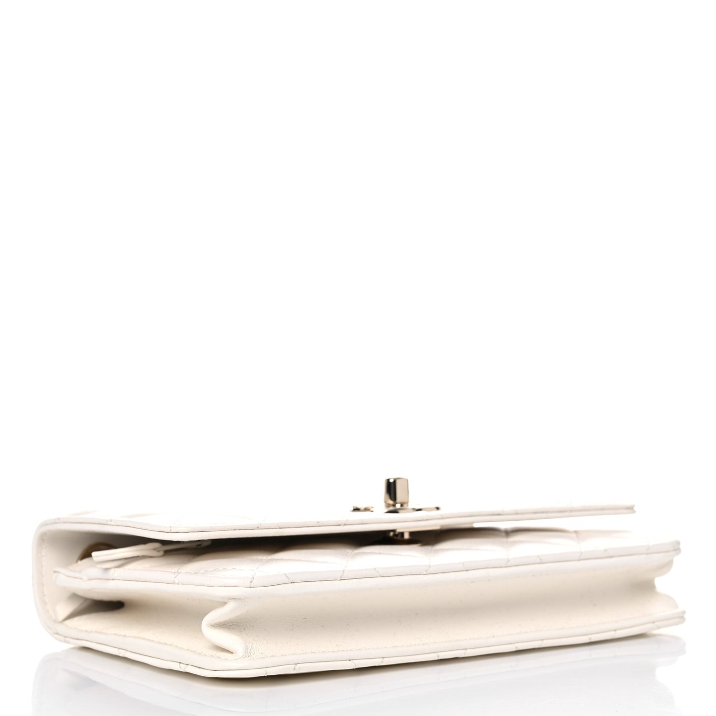 Lambskin Quilted Trendy CC Wallet On Chain WOC White