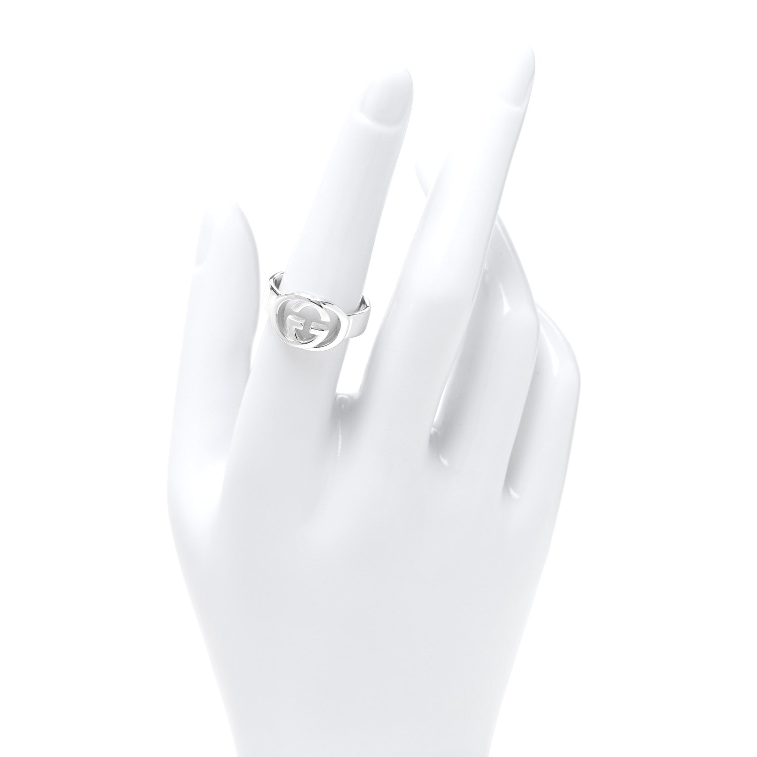 Gucci Sterling Silver Interlocking G Ring 54 6.75 2 of 5