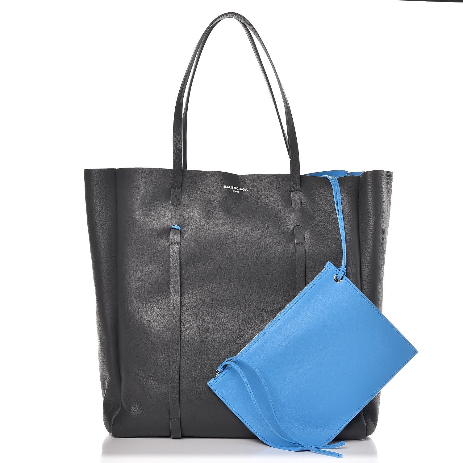 Balenciaga Veau Baltimore Double Sided Medium Everyday Tote Gris Fossile Bleu Turquoise 3 of 8