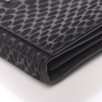 Saint Laurent Suede Python Embossed Monogram Chain Wallet Black 13 of 15