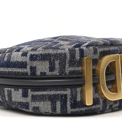 Fendi Chenille Vitello Grace FF 1974 Mini Fendigraphy Hobo Bag Blue 9 of 10