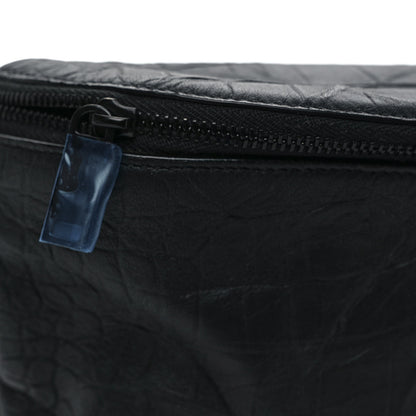 Saint Laurent Calfskin Crocodile Embossed Monogram Belt Bag Black 7 of 9