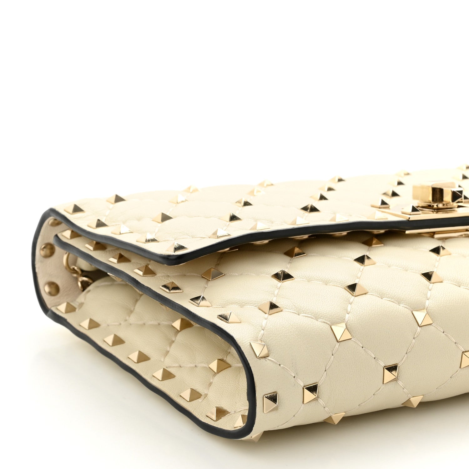 Valentino Garavani Nappa Rockstud Spike Wallet on Chain Light Ivory 8 of 10