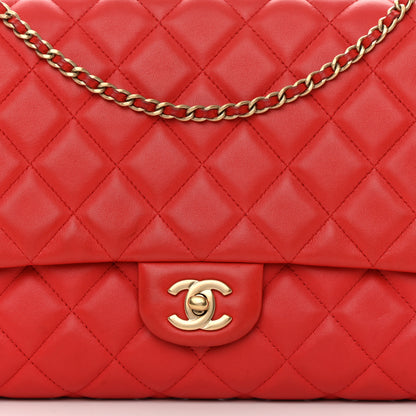 Chanel Lambskin Quilted Clutch with Chain Flap Red 8 of 19