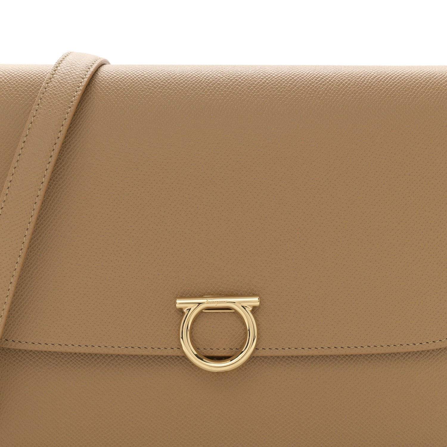 Salvatore Ferragamo Hammered Calfskin Round Gancini Crossbody Bag Camel 8 of 10