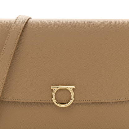 Salvatore Ferragamo Hammered Calfskin Round Gancini Crossbody Bag Camel 8 of 10