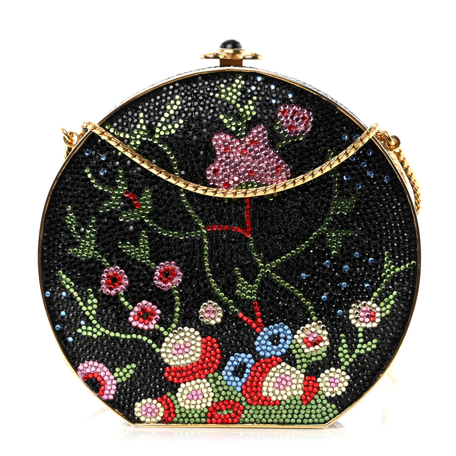 Judith Leiber Swarovski Crystal Floral Miniaudiere Clutch 1 of 8