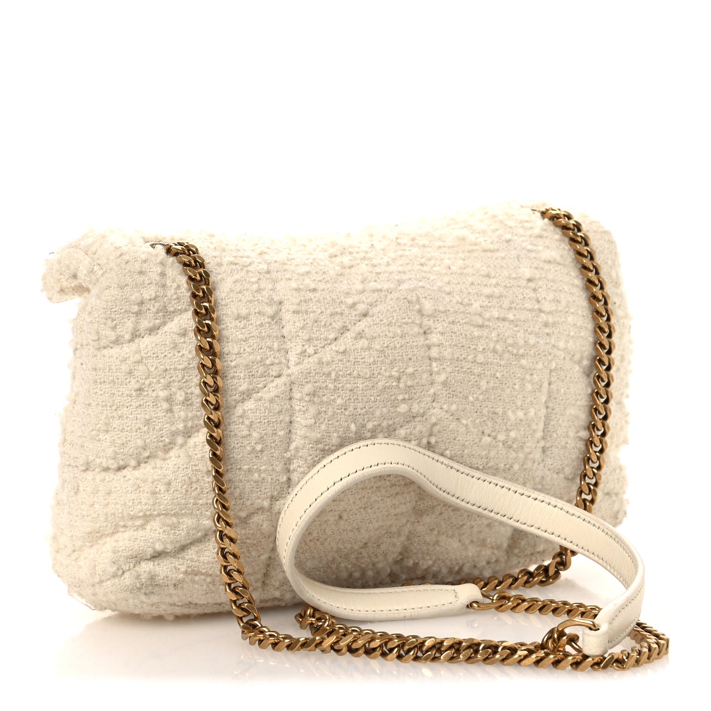 Boucle Tweed Quilted Toy Loulou Puffer Monogram Chain Satchel Crema Soft