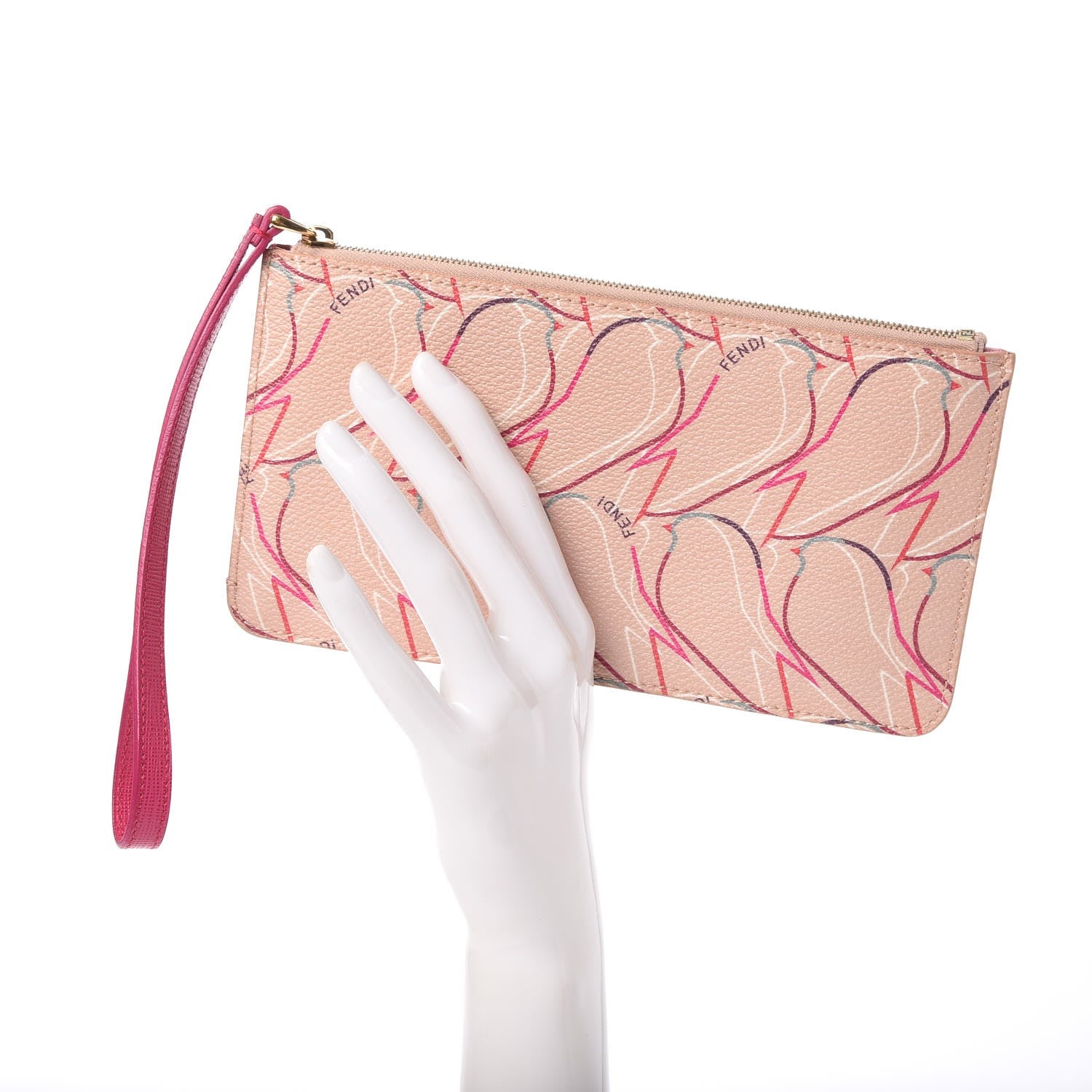 Fendi Vitello Elite QuTweet Zip Pouch Plaster Multicolor 2 of 7
