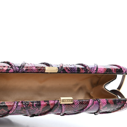 Jimmy Choo Elaphe Snakeskin Small Knotted Tube Evening Clutch Pink 5 of 6