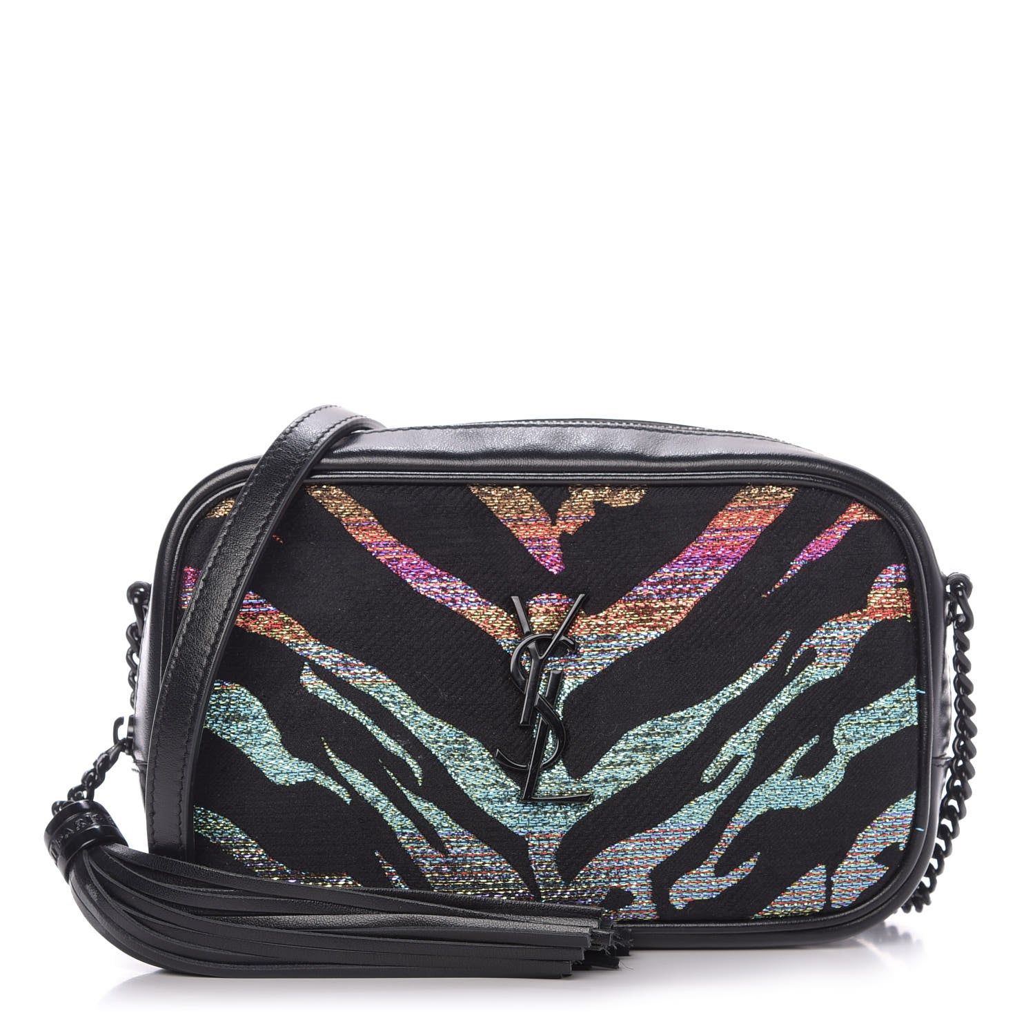 Saint Laurent Canvas Calfskin Metallic Tiger Print Monogram Lou Camera Bag Multicolor 1 of 9