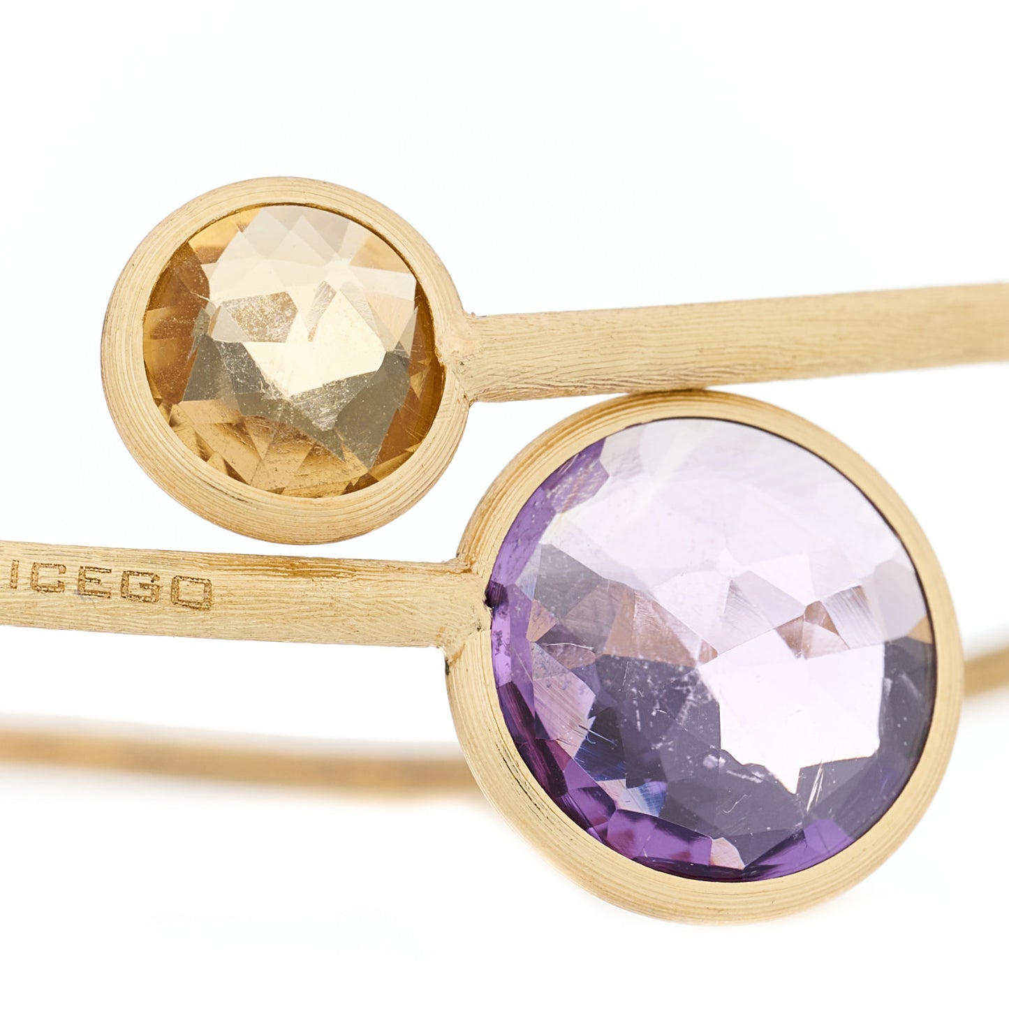 18K Yellow Gold Amethyst Citrine Jaipur Crossover Bangle Bracelet