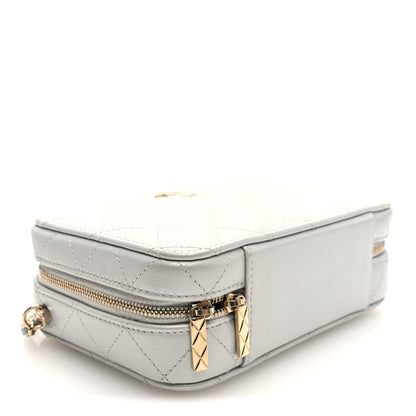 Chanel Metallic Lambskin Quilted Top Handle Vanity Case Silver 5 of 11