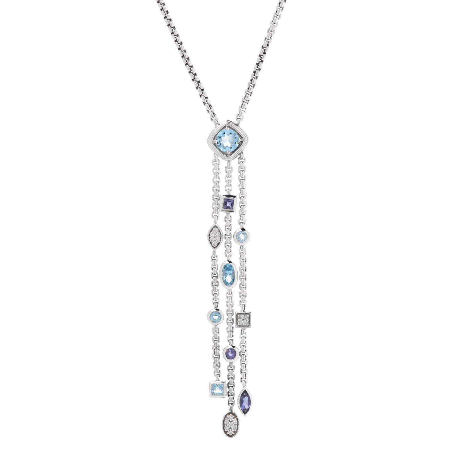 David Yurman Sterling Silver Diamond Iolite Blue Topaz Confetti Ice Necklace 4 of 7