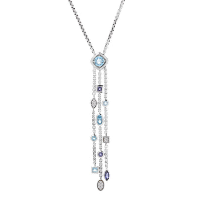 David Yurman Sterling Silver Diamond Iolite Blue Topaz Confetti Ice Necklace 4 of 7