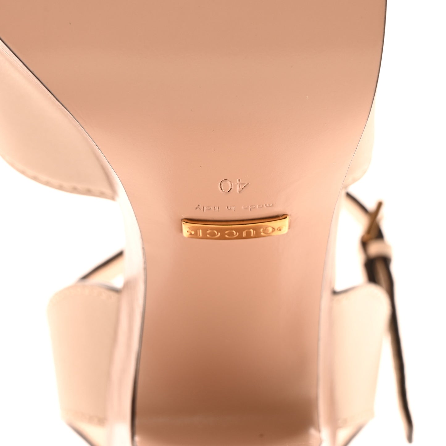 Cosmos Softy Calfskin Wooden Interlocking G Cut-Out 30/120mm Platform Sandals 40 Mystic White
