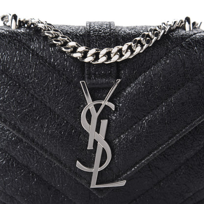 Saint Laurent Metallic Crackled Calfskin Chevron Monogram Micro Crossbody Bag Black 10 of 10