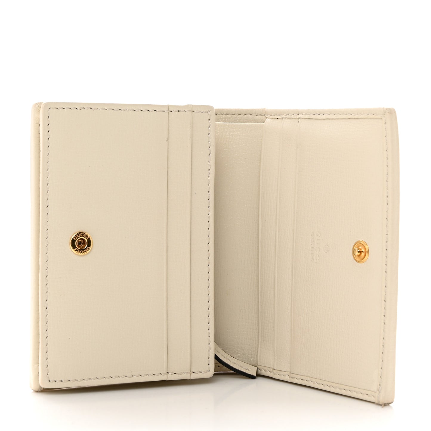 GG Supreme Monogram Azalea Calfskin Horsebit 1955 Card Case Wallet Beige Ebony Mystic White