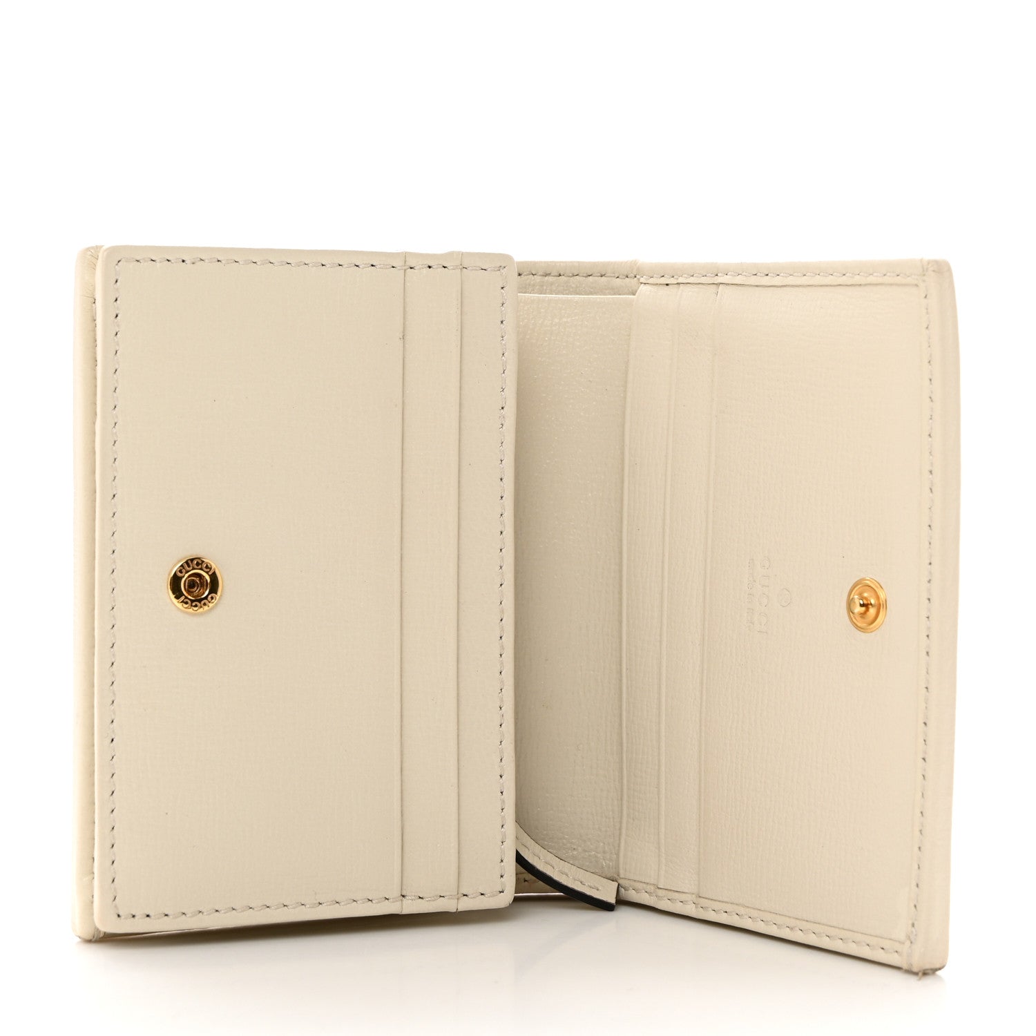 Gucci GG Supreme Monogram Azalea Calfskin Horsebit 1955 Card Case Wallet Beige Ebony Mystic White 5 of 9