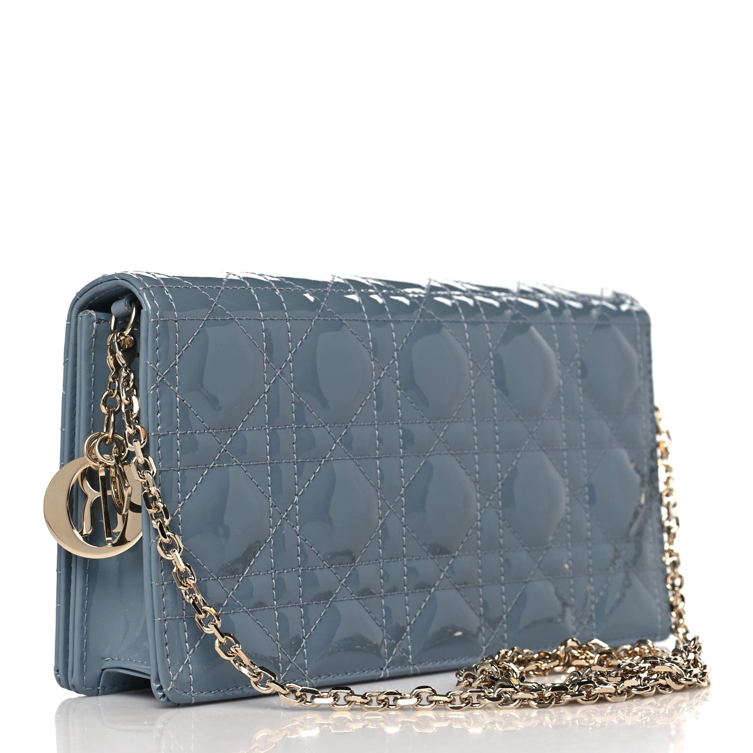 Christian Dior Patent Cannage Lady Dior Convertible Clutch Cloud Blue 4 of 9