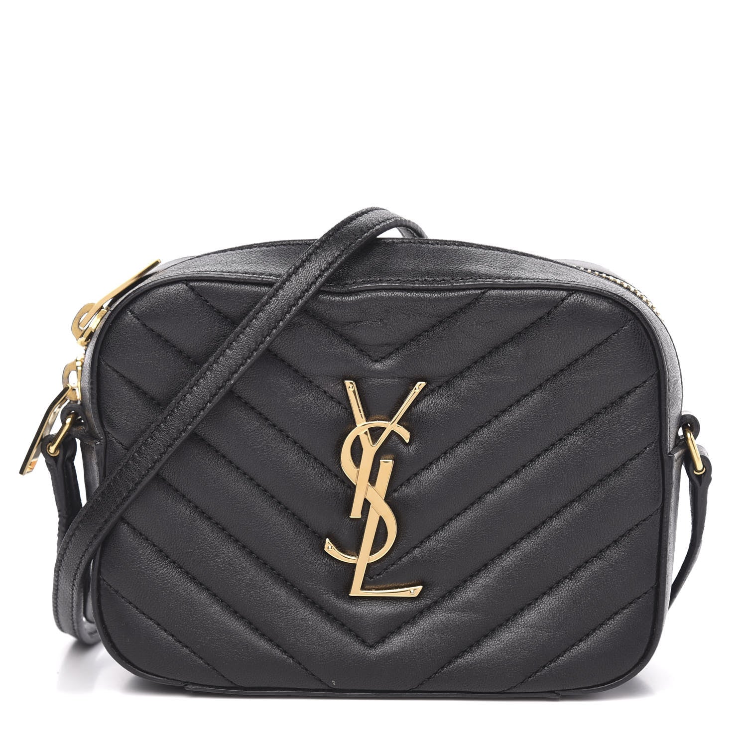 Saint Laurent Lambskin Chevron Small Classic Monogram Camera Bag Nero Black 1 of 12