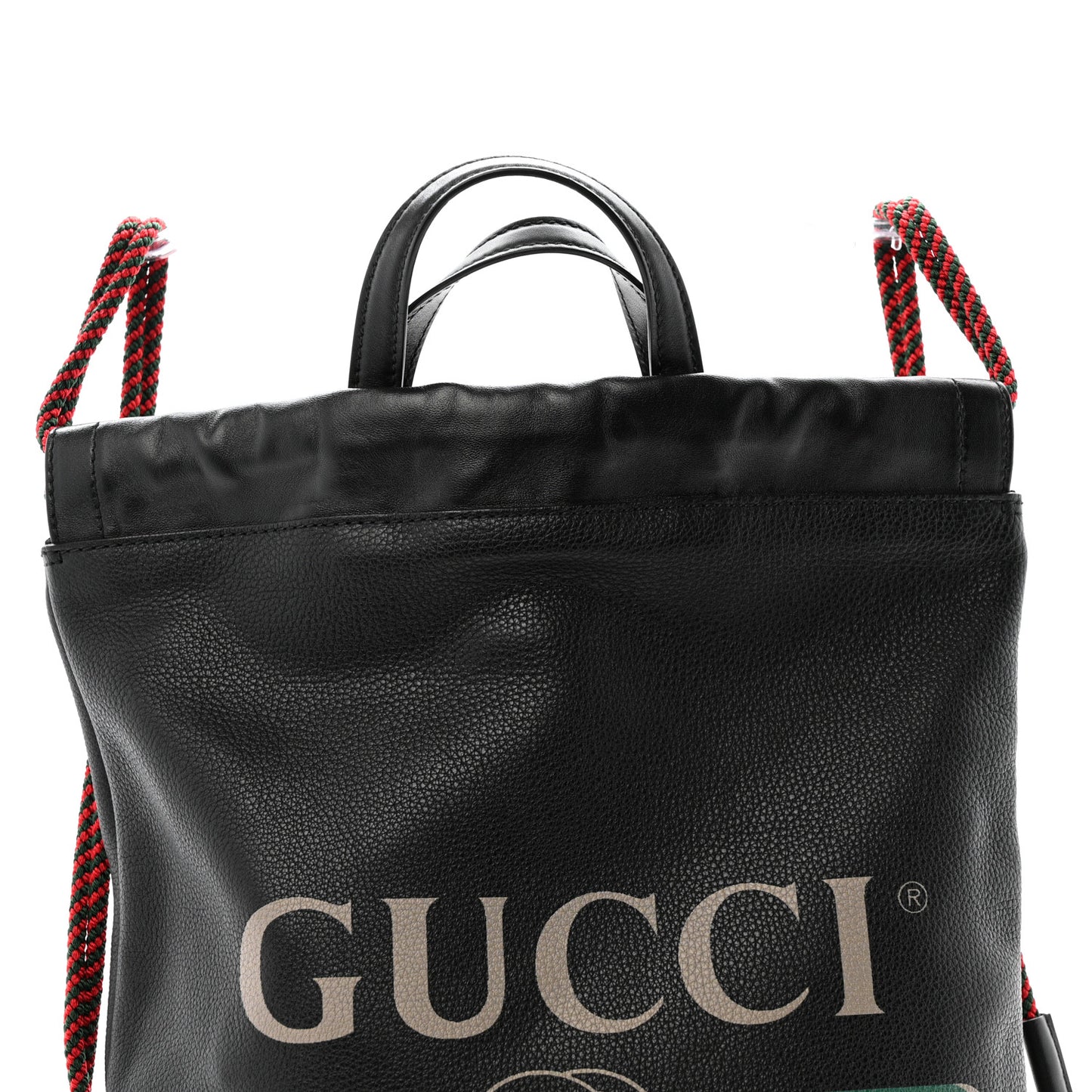 Calfskin Logo Drawstring Backpack Black