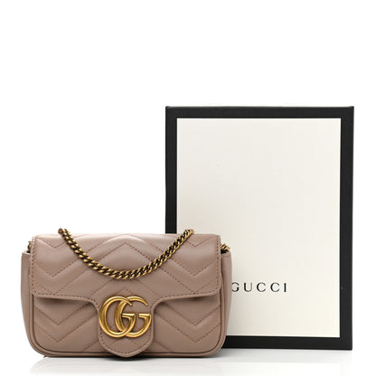 Gucci Calfskin Matelasse Super Mini GG Marmont Shoulder Bag Porcelain Rose 11 of 11