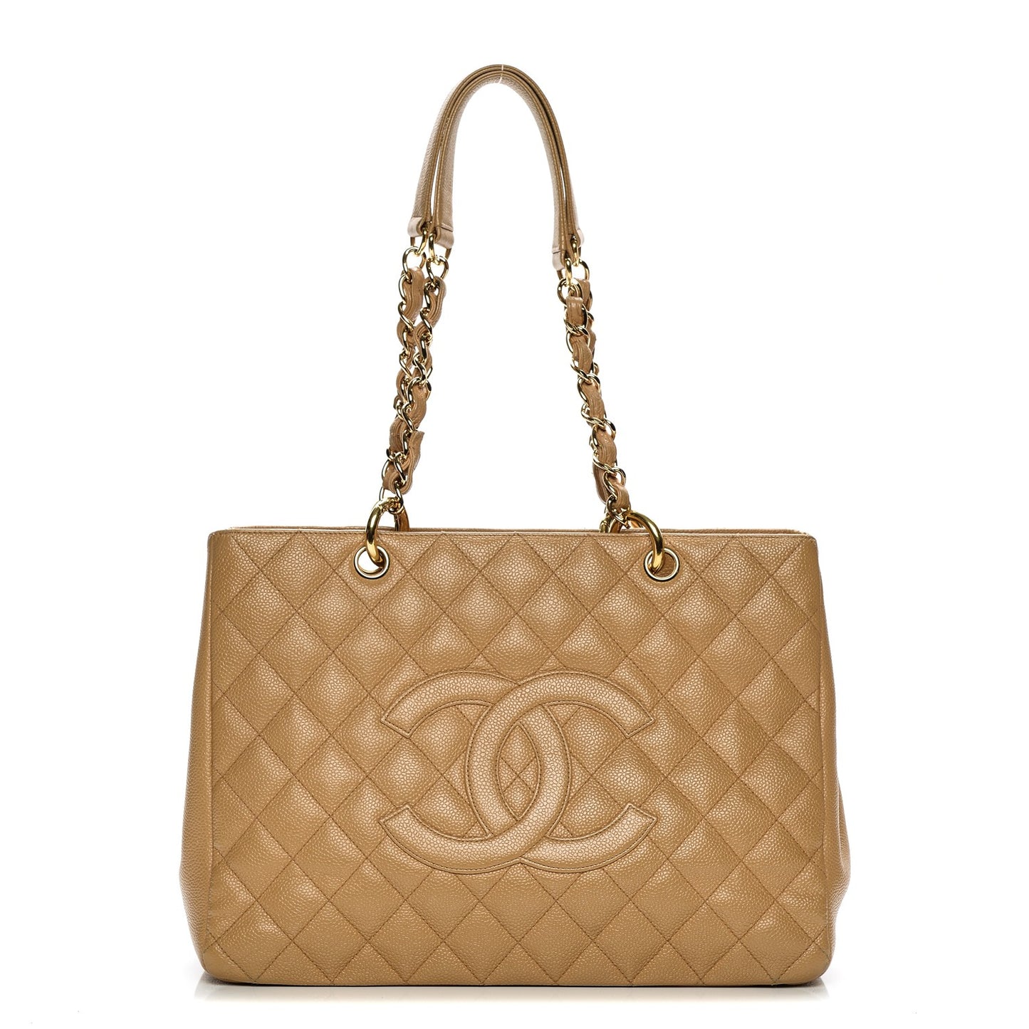 Caviar Quilted Grand Shopping Tote GST Beige