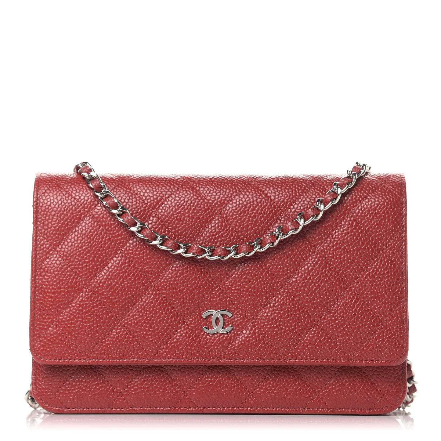 Caviar Quilted Wallet On Chain WOC Red