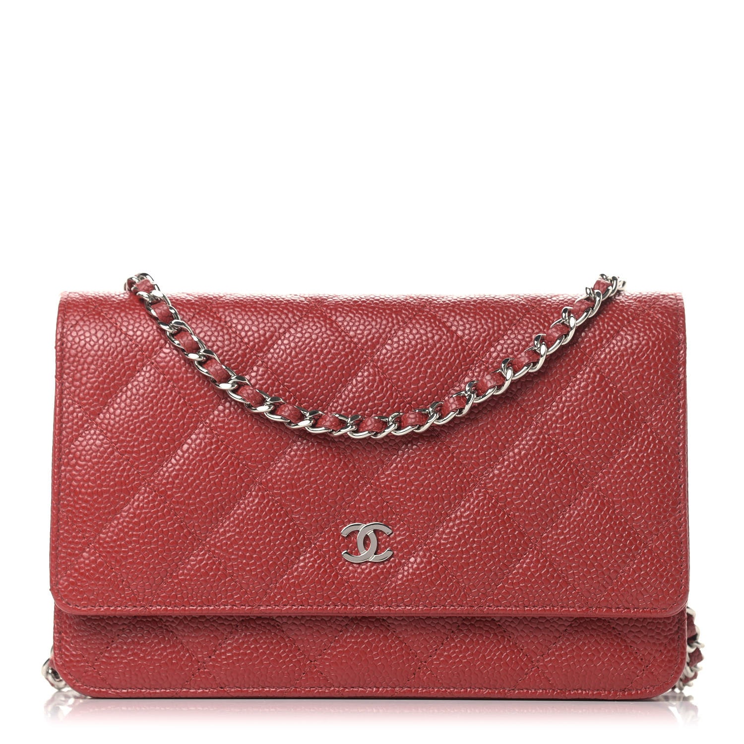 Chanel Caviar Quilted Wallet On Chain WOC Red 1 of 12